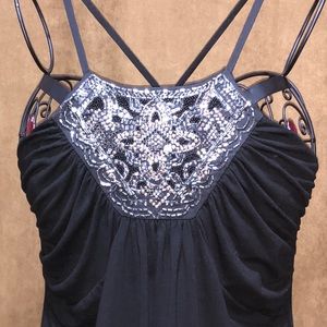 Beautiful beaded embellished front tank top